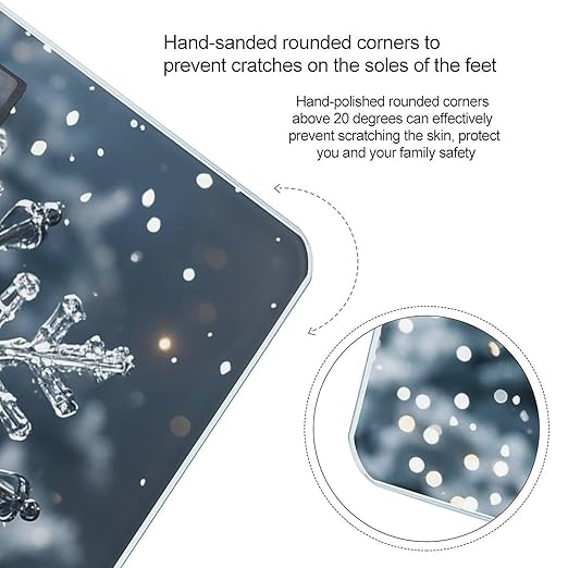 Transparent Snowflake Scale for Body Weight Highly Accurate Digital Bathroom Body Scale Digital Bathroom Scales for People Anti-Slip Large LCD Display Smart Scales