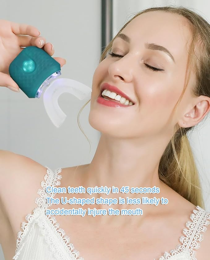 VIDECOR Electric Toothbrush U Shaped Automatic Toothbrush for Adults 360° Whole Mouth Toothbrush Whitening Wireless Charging IPX7 WaterproofD