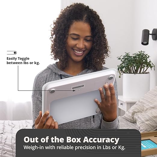 Greater Goods AccuCheck Digital Scale for Body Weight - Accurate Digital Bathroom Scale with High-Precision Sensors Large Easy-to-Read Backlit Display 400 lb Capacity Auto Step-On (White)