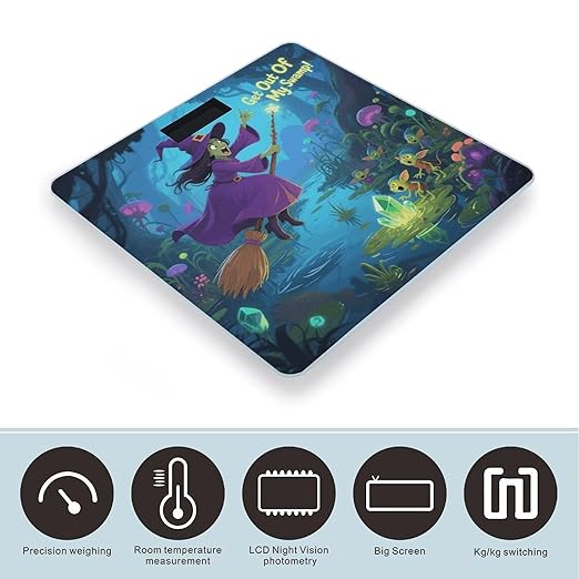 Get Out of My Swamp Weight Scale Cute Bathroom Scale for Body Highly Accurate Digital Weighing Machine for People Compact LCD Display Scales with Sturdy Toughened Glass Scales