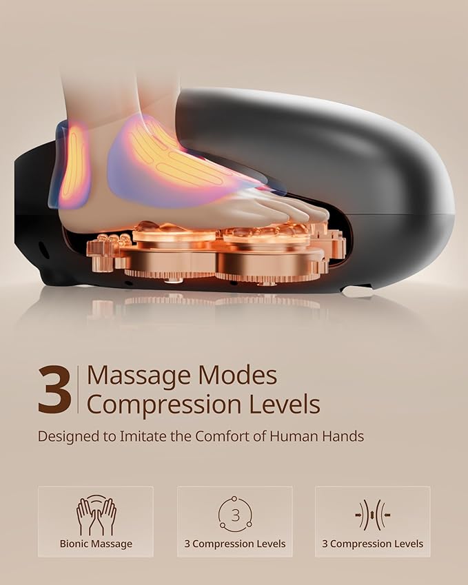 Shiatsu Foot Massager Machine with 3-Level Heat Deep Kneading Therapy Air Compression Auto-off Timer Remote Control for Plantar Fasciitis Neuropathy Pain Relief for Men Women Size up to 13
