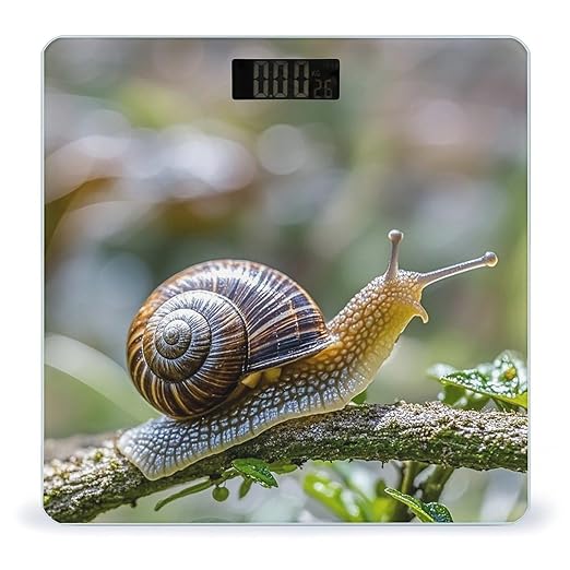 A Photo of A Snail Scale for Body Weight Sturdy Tempered Glass Weighing Scales with LCD Display Accurate Digital Bathroom Scale Convenient Body Fat Smart Scales Easy Read