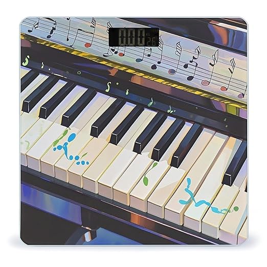 Piano Keys with Note Patterns Scale for Body Weight Digital Bathroom Scale Accurate Smart Weight Scales with Large Display Weighing Machine High Precision Scales