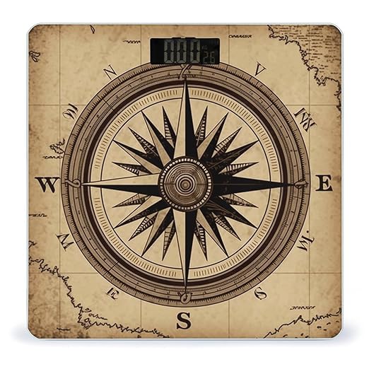 Compass Wind Road Map Digital Bathroom Scale for Body Weight Weighing Scale with Backlit LCD Display High Precision Measurements &amp Measures Weight Up to 180kg