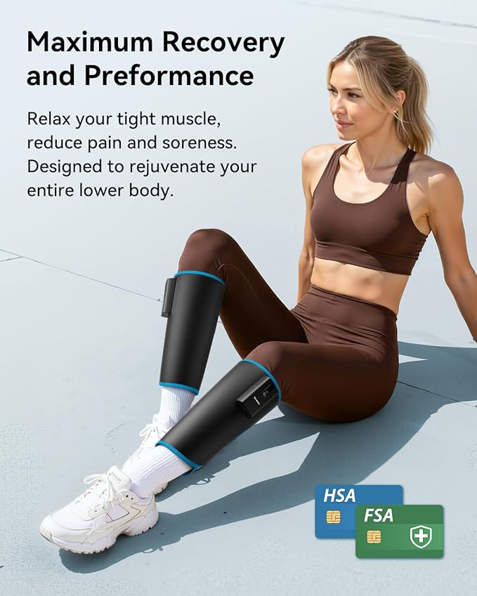 FIT KING Cordless Calf Massager – Rechargeable Leg Compression Massager for Circulation Edema RLS Pain Relief &amp Recovery 6 Intensities 3 Modes Portable Gift for Mom Dad Athletes