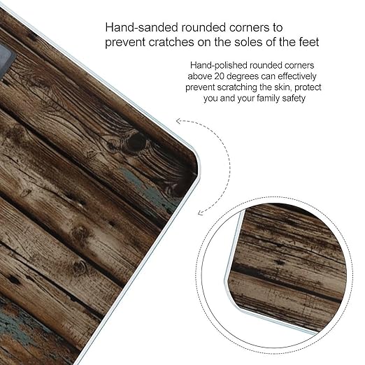 Rustic Old Barn Wood Scale for Body Weight Accurate Digital Bathroom Scale Toughened Glass High Precision Scales Smart Weight Scales with Large LCD Backlight Display Weighing Machine