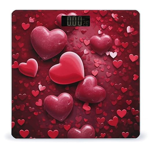 Valentines Love Hearts Weight Scale Digital Electronic Scales Bathroom Scale Larg LCD Backlight Display High Precision MeasurementsTempered Glass