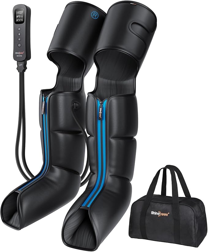 SHINE WELL Leg Compression Massager for Circulation and Pain Relief Full Leg Massager for Swelling with 3 Modes 3 Intensities 3 Timing Options Gift for Dad Mom