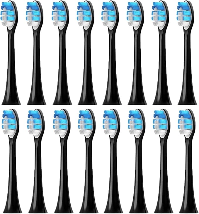 Compatible for 16pcs Replacement Toothbrush Heads Compatible with Brush with Protective Cover Soft Bristles(16pcs Black)