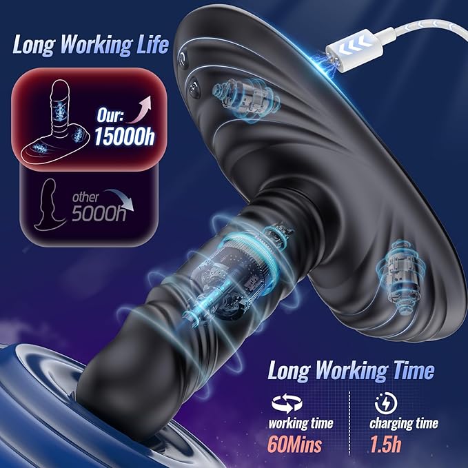 Dual Stimulation Adult for Women 10 Frequency Thrusting Stimulation Modes with Strong Suction Cup for Hands Free Play Automatic Electric Machine Tool for Women Pleasure DFG167