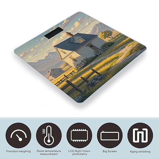 House on The Prairie Scale for Body Weight Digital Bathroom Scale Toughened Glass High Precision Scales for Body Weight with Large LCD Backlight Display Weight Scales