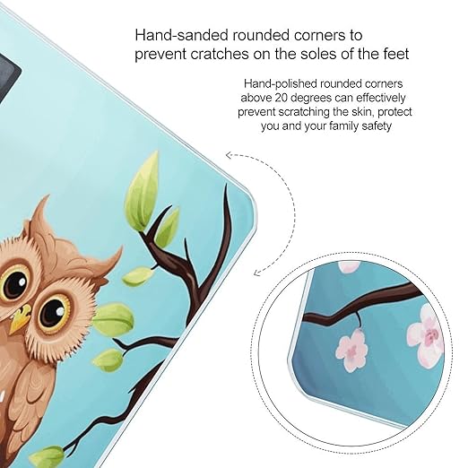 Owls on A BranchScale for Body Weight with LCD High Precision Weighing Scales Fashion Sturdy Tempered Glass Weight Scales Easy-to-Read Digital Bathroom Scale for Daily 400lb