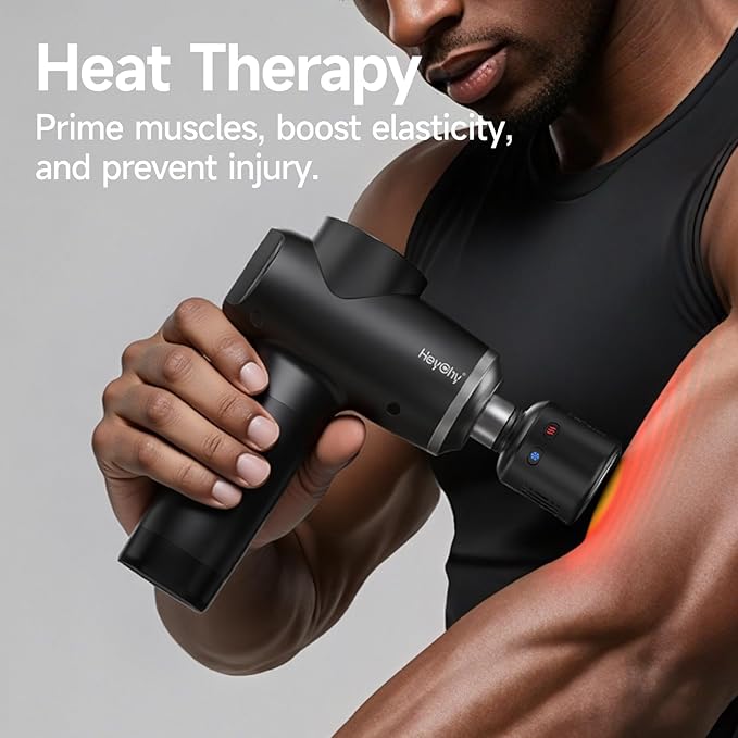 Percussion Massage Gun Deep Tissue with Heat and Cold Head Portable Handheld Muscle Massager Percussion Back Body Masajeador 12mm Amplitude for Athletes FSA Eligible &amp HSA Approved
