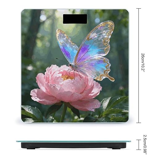Flower Butterfly Smart Scale for Body Weight Digital Bathroom Scale Toughened Glass Weight Scale with Large LCD Backlight Display High Precision Scales Weighing Machine