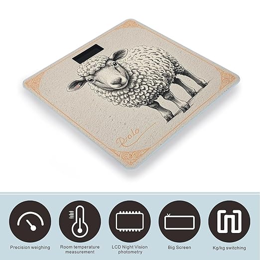 Hand Drawn Sheep Scale for Body Weight Smart Scales Digital Bathroom Scale High Precision Weighing Scales with Large Display Weighing Machine for People