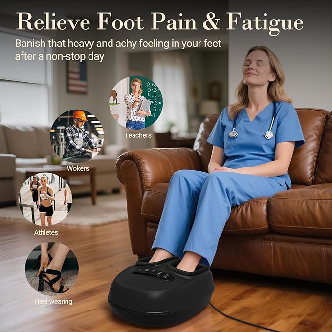 FSA Eligible HSA Foot Massager 2026 Upgraded Feet Massager with Heat Compression 3D Deep Kneading Relief for Foot Fatigue Relief &amp Neuropathy Birthday Gifts for Women Men（with Remote）