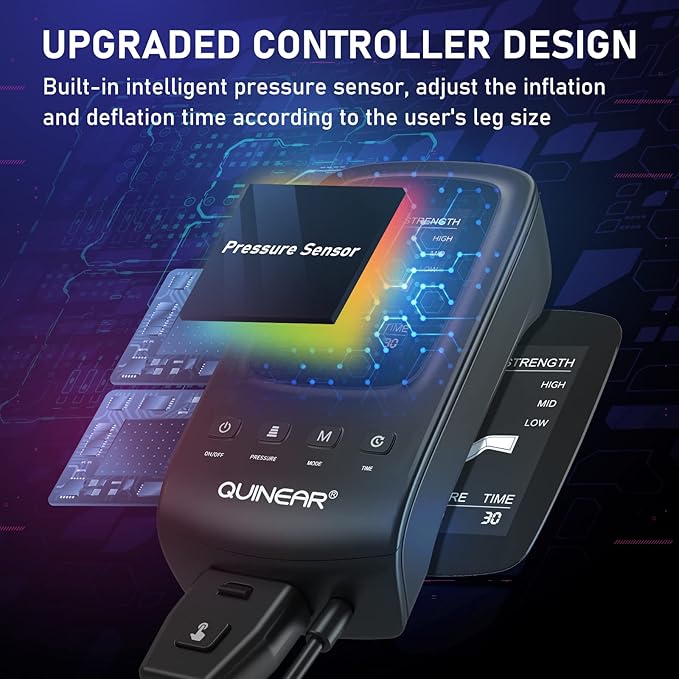 QUINEAR Air Compression Recovery System Professional Sequential Device for Massage Therapy Foot and Leg Recovery Boots to Improve Circulation for Athletes FSA-HSA Eligible (Medium)