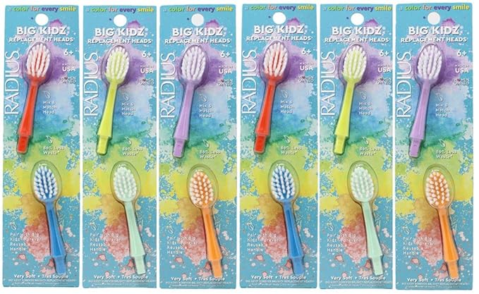 RADIUS Big Kidz Forever Brush Replaceable Head for Children 6 Years and Up BPA Free ADA Accepted for Growing Teeth and Gums 2 Heads - Extra Soft