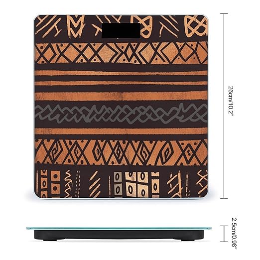African Mud Cloth Tribal Bathroom Scale Rounded Smart Scale for Body Weight Automatic Power On/Off Weight Scales Accurate Bathroom Digital Scales for Pet Home Bedroom Kitchen