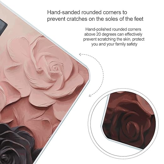 Rose Color Blush and Black Scale for Body Weight Sturdy Tempered Glass Weighing Scales with LCD Display Accurate Digital Bathroom Scale Convenient Body Fat Smart Scales 400lb