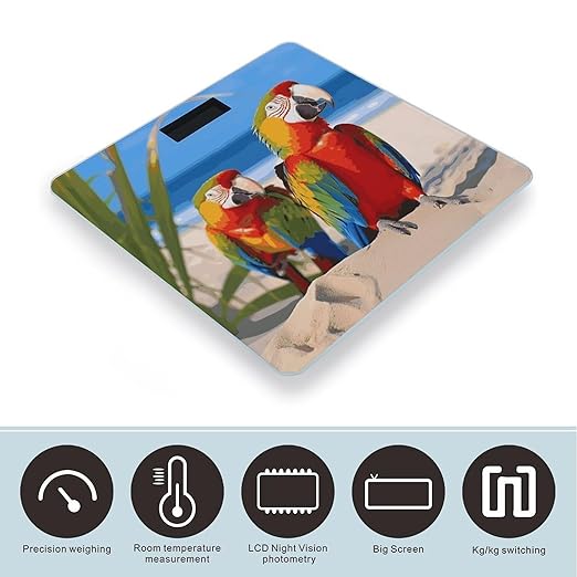 Beach Parrots Bathroom ScaleHighly Accurate Digital Weighing Machine for People Bright LED Display Weight Scale for The Aldult Home Use