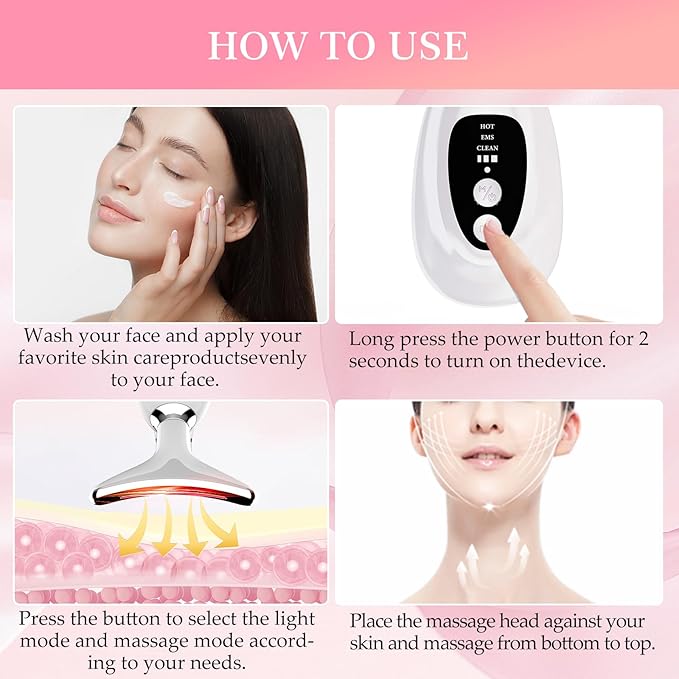 Red-Light-Therapy-for-Face and Neck-Eye-Head Massager7 Colors Skin Rejuvenation Lifting Facial Massager for ToningGlow BoostWrinkle for BirthdayChristmasMothers DayValentines Day Gifts (Black)