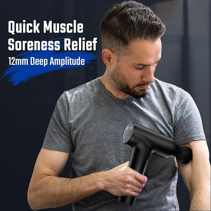 cotsoco Massage Gun Muscle Massage Gun Deep Tissue Back Massager for Pain Relief 20 Speeds Handheld Electric Massager Tool with Silent Brushless Motor Suitable for Gym Office Home Travel