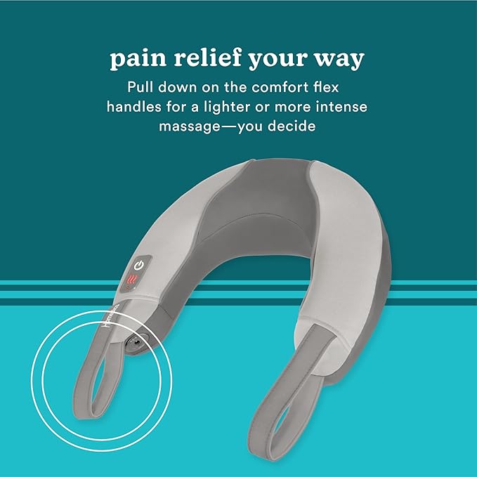 Homedics Pro Therapy Vibration Neck Massager with Soothing Heat Portable Pain Relief Massage for Stiff Neck Muscles Soothing Heat for Tension and Stress Release Customizable Speeds