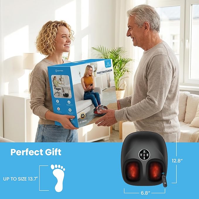 COMFIER HSA Eligible Shiatsu Foot Massager Machine with Heat FSA Foot Massager for Neuropathy Plantar Fasciitis Deep Kneading Feet Massager with HeatUp to Men Size 13 Christmas Gifts for Men Women
