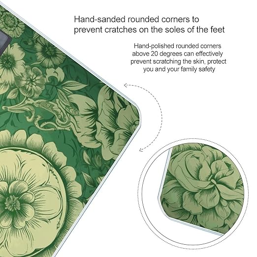 Green Vintage Floral Scale for Body Weight Anti-Slip Sturdy Tempered Glass Weighing Machine Highly Digital Accurate Bright LCD Bathroom Scale for Household Gift