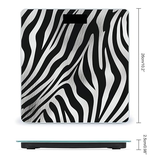 Zebra Print Scale with LCD Precision Weighing Scales Sturdy Tempered Glass Weight Scales Easy-to-Read Anti-Slip Weight Digital Bathroom Scale for Daily