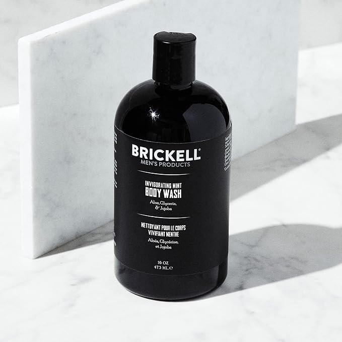 Brickell Men's Invigorating Mint Body Wash for Men Natural and Organic Deep Cleaning Shower Gel with Aloe Glycerin and Jojoba Sulfate Free 16 Ounce Scented