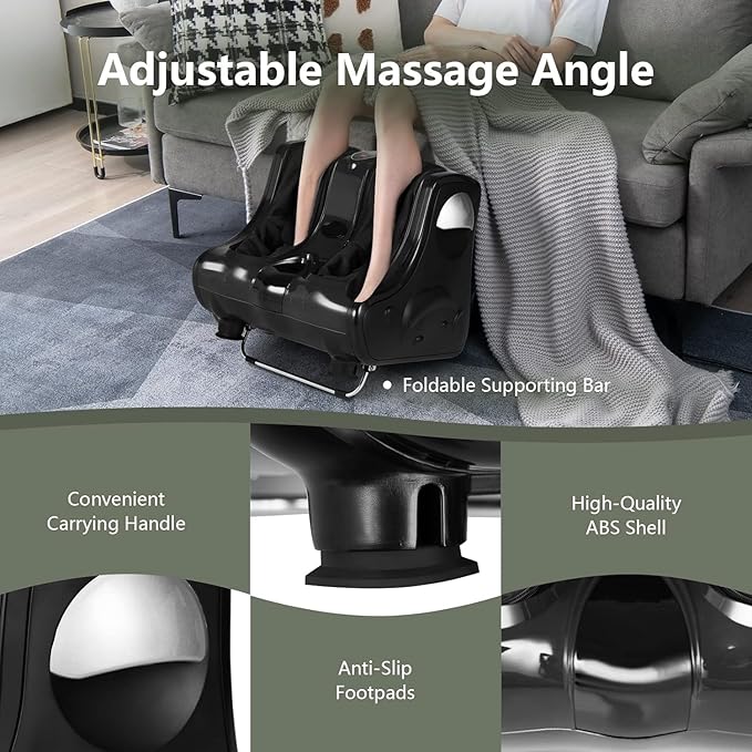 MEDIMALL Foot and Calf Massager Electric Foot Massager Fatigue Feet Shiatsu Foot Massager with VibrationDeep Kneading Vibration Rolling Leg Massager for Pain Relief (Black)