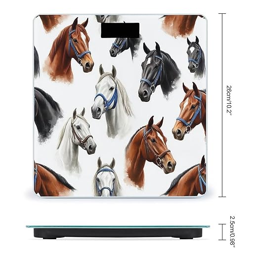 Women's Fashion Automatic Switch Digital Bathroom Weighing Scale Smart Scale Animal Wild Horse Painting