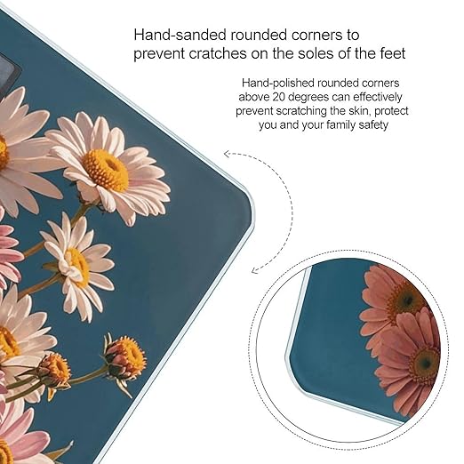 Digital Bathroom Scale for Body Weight Scale with Bright LCD Display High Accuracy Step-On Technology Auto On/Off Flower Bouquet Digital Scales 400 Lbs /180kg