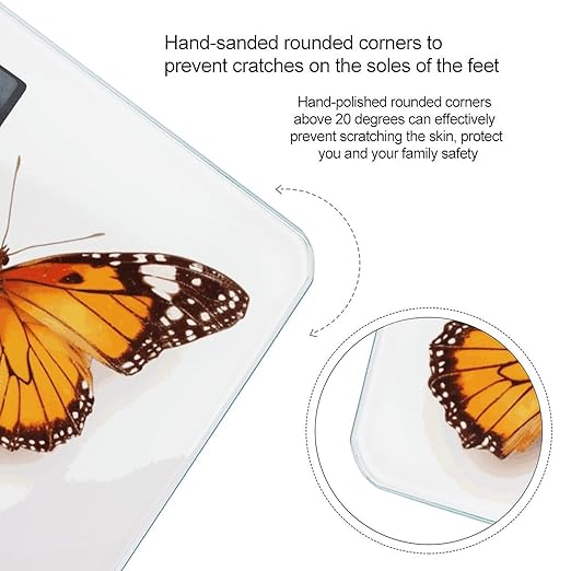 Orange Butterfly Bathroom ScaleHighly Accurate Digital Weighing Machine for People Bright LED Display Weight Scale for The Aldult Home Use