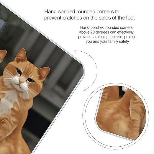 Orange Cats Weight ScaleClear LED Display Bathroom Digital Weighing ScaleTempered Glass Digital Bathroom Scale for Body Weight Capacity Up to 400 Lbs