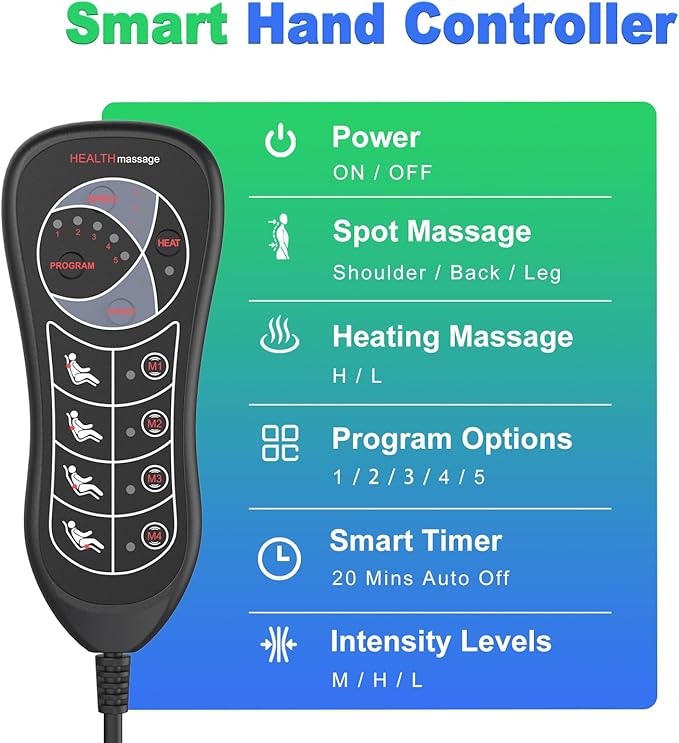 Vibration Massage Mat with Heat Full Back Heating &amp Lumbar Traction Back Massage Chair Pad for Seniors Office Workers 3 Intensities &amp 2 Heat Levels Fatigue &amp Pain Relief in Office Ho
