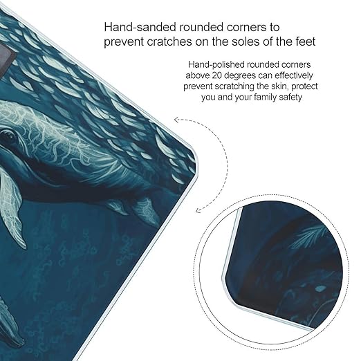 Ocean Whale Scale for Body Weight Sturdy Tempered Glass Weighing Scales with LCD Display Accurate Digital Bathroom Scale Convenient Body Fat Smart Scales 400lb