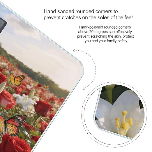 Flower Sea Smart Scale for Body Weight Digital Bathroom Scale Toughened Glass Weight Scale with Large LCD Backlight Display High Precision Scales Weighing Machine