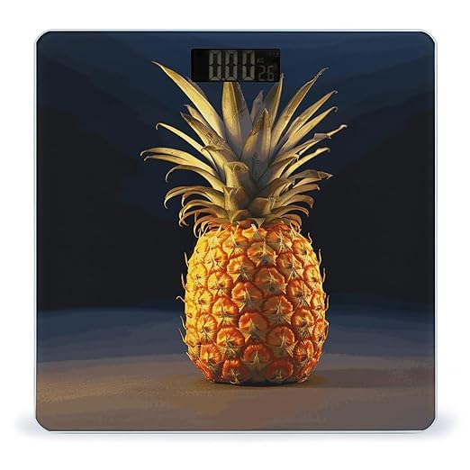 Pineapple Fruit Scale for Body Weight Anti-Slip Digital Bathroom Scale Sturdy Toughened Glass Weighing Scales High Precision Safe Rounded Corners Smart Scales