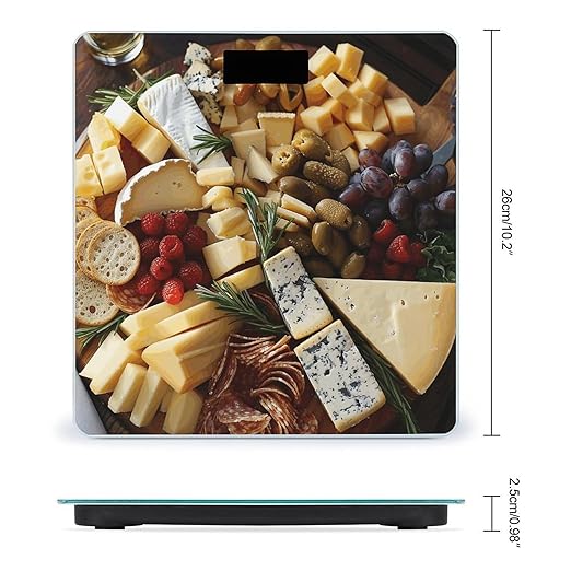 Beautiful Cheese Board Scale for Body Weight Accurate Digital Bathroom Scale Toughened Glass High Precision Scales Smart Weight Scales with Large LCD Backlight Display Weighing Machine