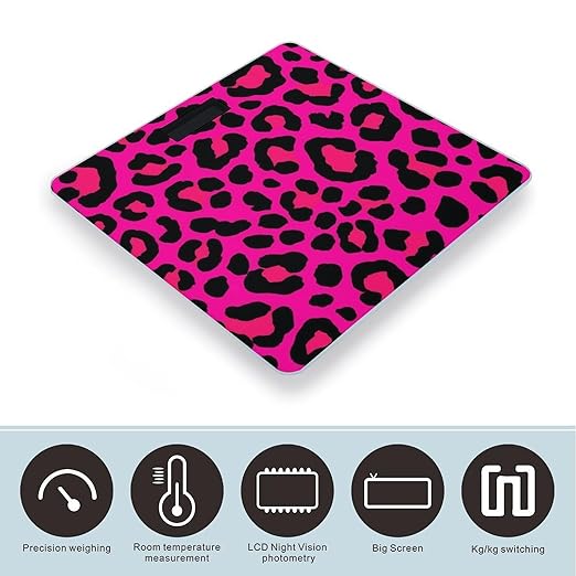 Women's Fashion Automatic Switch Digital Bathroom Weighing Scale Smart Scale Pink Dots Wild Cheetah Leopard Print