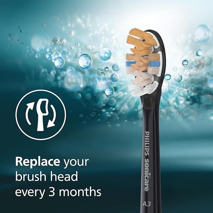 Philips Sonicare A3 All-in-One - Genuine Replacement Electric Toothbrush Heads Black 4 Pack One Year Supply HX9094/95