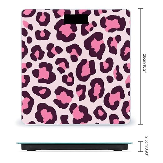 Men's Fashion Automatic Switch Digital Bathroom Weighing Scale Smart Scale Cheetah Leopard Print Floral Pink