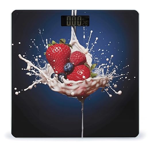 Fruit in Spoon Bathroom Scale for Body Weight Bathroom Weighing Scale with Backlit LCD Display Highly Accurate Measures Weight Up to 180kg