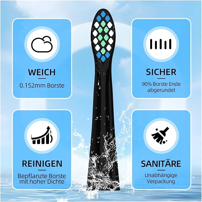 10 PCsCompatible with Oral-B Pulsonic Electric Toothbrush Sound Replacement Heads for On(White)