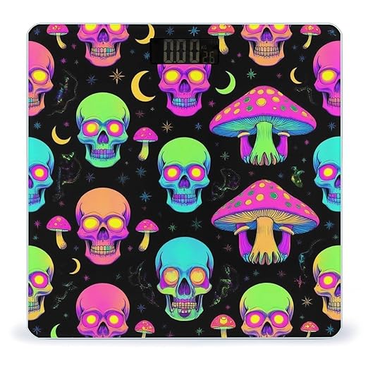Automatic Switch Digital Bathroom Weighing Scale Smart Scale for Body Weight Trippy Moon Skulls Mushrooms