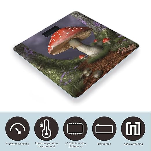 Mushroom Scale for Body Weight High Precision Digital Weight Scales with LCD Display Anti-Slip Sturdy Slim Tempered Glass Bathroom Scale for Home Use