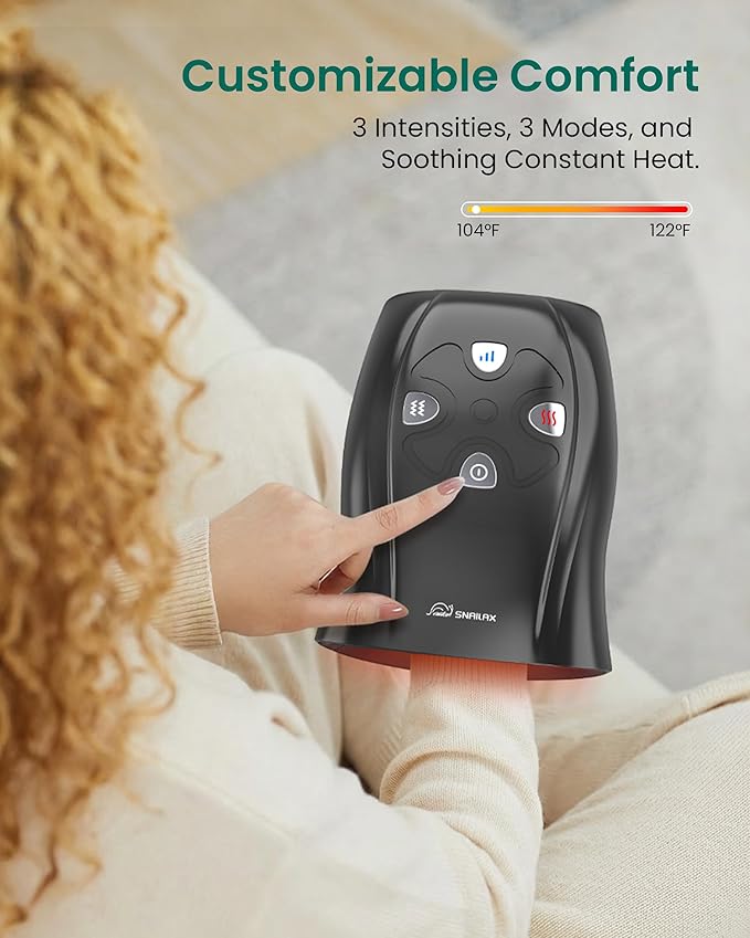 Snailax Hand Massager with Heat and Compression Vibration Cordless Hand Massager for Arthristis Carpal Tunnel Gifts for Women Men Mom(Black)